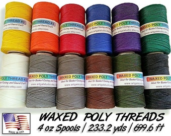 Waxed Poly Thread 4 oz Spool - Choose Color, Ideal for Pine Needle Baskets, Gourd Art, Leather work, Jewelry  Beading & Sewing Crafts