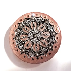 Western Style COPPER Cabochon Basket Center- Pine Needle Base in Resin CHOOSE with/without Patina