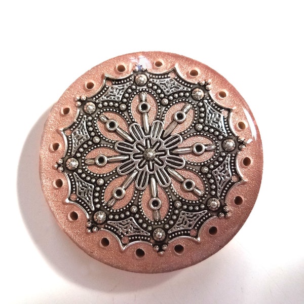 Western Style COPPER Cabochon Basket Center- Pine Needle Base in Resin CHOOSE with/without Patina