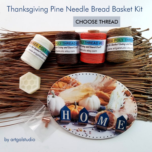 Pine Needle Bread Basket DIY Kit - Large 7" x 5" Center " Optional Personalization