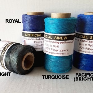 Artificial / Imitation Sinew  4 oz Spools - Blues: Turquoise, Bright Blue, Royal Blue, Midnight