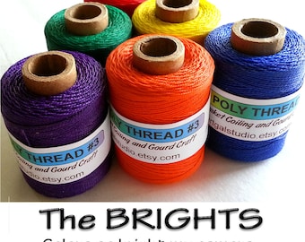 Waxed Poly Thread - The BRIGHTS - Choose Color, 2 oz Spool, Ideal for Pine Needle Basket Weaving, Gourd Art, Leather Craft, Jewelry, Beading