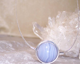 BLUE LACE AGATE Stone Sphere Necklace