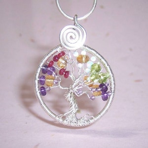 FAMILY TREE Custom Wind Swept Tree of Life Pendant in Sterling Silver image 1