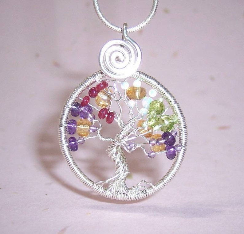 FAMILY TREE Custom Wind Swept Tree of Life Pendant in Sterling Silver image 1