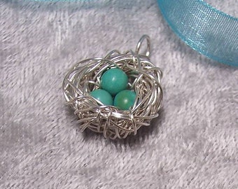 ROBINs EGGS - Nest Pendant in Turquoise and Sterling Silver