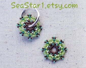 BEADED DO-NUT Earrings - "Key Lime Pie" and Sterling Silver