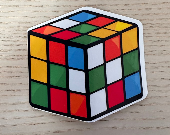 Rubik's Cube Vinyl Sticker • Waterproof Laptop Decal (7 x 7 cm)