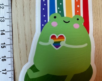 Pride Frog Sticker • Waterproof LGBTQ+ Die-Cut Vinyl Decal • Rainbow Gay Pride Gift • Laptop & Water Bottle