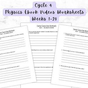 Science Worksheets for the Claritas Science Physics Ebook - Cycle 4 for Weeks 1-28