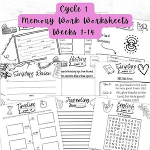 Claritas Cycle 1 Worksheets - Companion to Classical Memory Work - Weeks 1-14