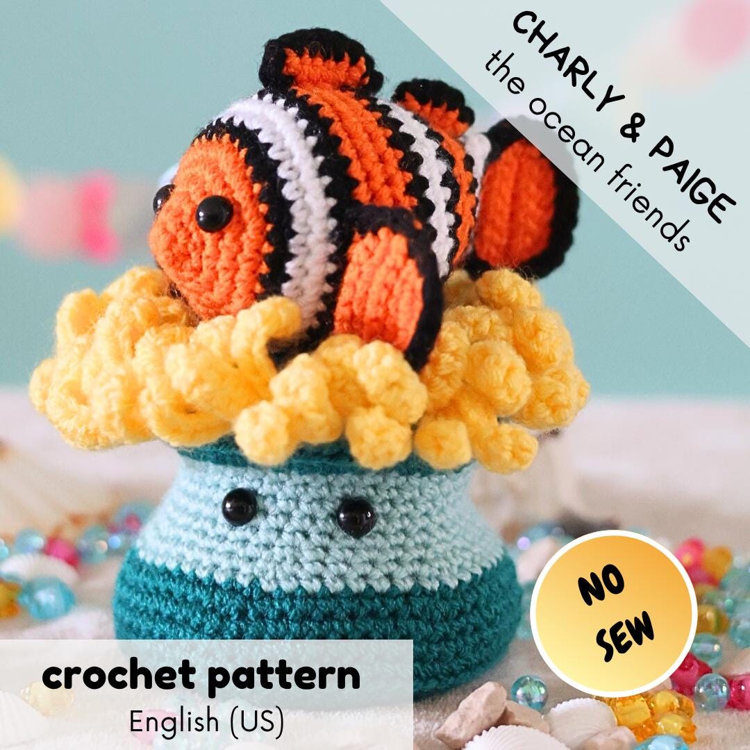 Clownfish Crochet Pattern: Amigurumi Anemone, No Sew (PDF - US Terms ...