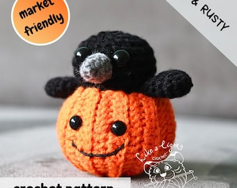 Halloween Crochet Pattern: Amigurumi Crow & Pumpkin (PDF - US Terms)