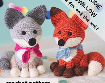Fox and Wolf Crochet Pattern: Freddie and Willow Amigurumi (PDF)