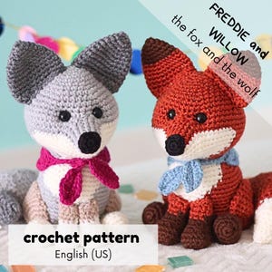 Haakpatroon vos en wolf - Freddie en Willow the fox and the wolf amigurumi pdf (English US)