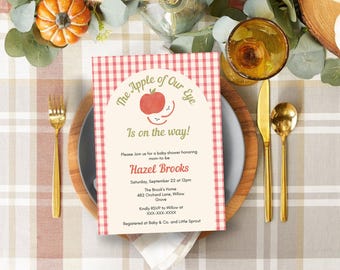 Apple Baby Shower Invitation Template | Fall Autumn Theme (Digital Download)