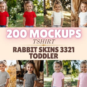 Toddler T-Shirt Mockup Bundle: Rabbit Skins 3321, 4 Colors (Instant Download)