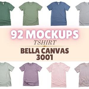 Bella Canvas 3001 T-Shirt Mockup Bundle | 89 Farben | Flach legen PSD & JPG | Weißer Hintergrund | Hochwertige Digitale Mockups | Print On Demand