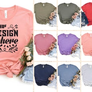 29+ Bella Canvas 3001 T-Shirt Mockup Bundle | 28 Trendfarbe | Flach Weißer Hintergrund | PSD in hoher Qualität | Print On Demand