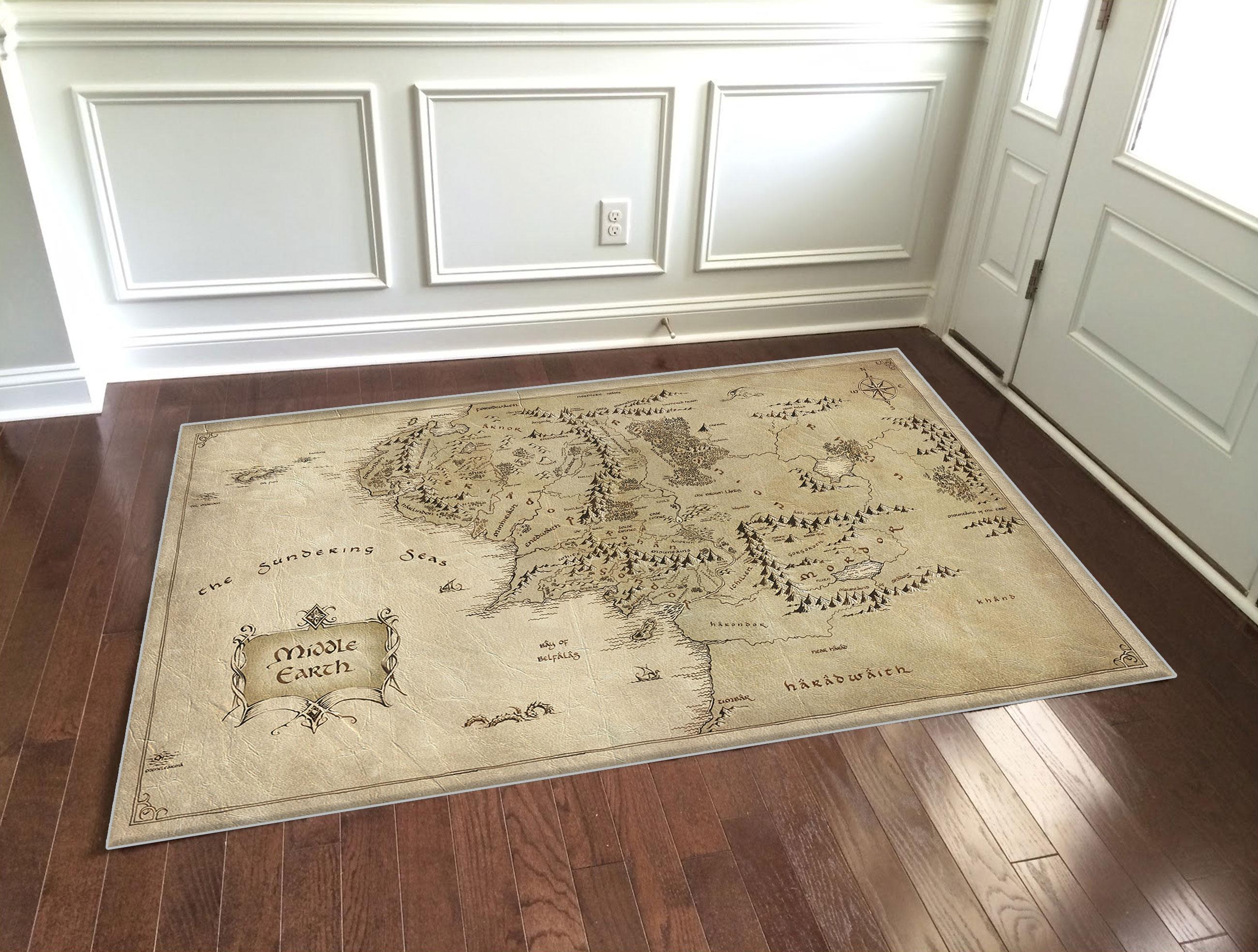 Lord of Ring, Earth Map, Earth Map Rugs, Map, Retro Map Rug, Map Rugs ...