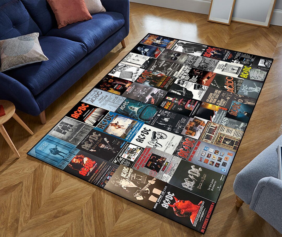 AC DC Album Cover Inspired Music Room Rug, Ac Dc Fan Rug, Rock and Roll ...