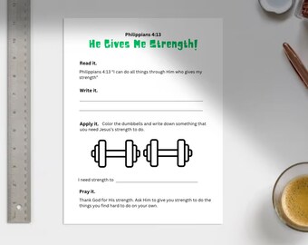 Philippians 4:13 He Gives Me Strength Worksheet