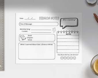Sermon Notes For Kids - Bible Worksheet