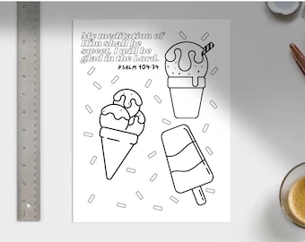 Psalm 104:34 Ice Cream Coloring Page