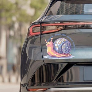 Funny Disco Snail Car Magnet – Weatherproof Cute Snail Bumper Sticker, Slow Dancing Since Birth Quote, Funny Car Accessory, Physical Magnet