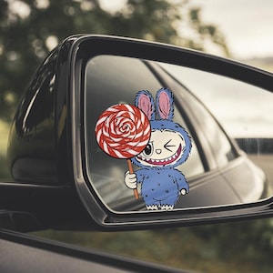 Labubu Bunny Bumper Sticker – Creepycute Kawaii Vinyl Decal for Cars, Funny Cute Car Accessory, Weatherproof Bunny Car Magnet
