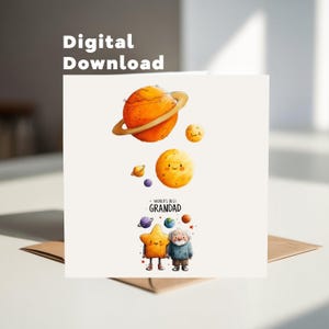 Il miglior biglietto d'auguri per nonni del mondo, scaricabile in formato digitale: biglietto d'auguri Galaxy Grandpa, piegato 6x6, stampabile, per la festa del papà o il compleanno.