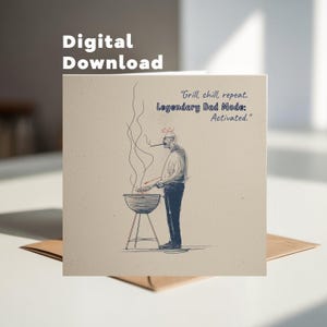Tarjeta del Día del Padre para un Papá Asador con Descarga Digital: Tarjeta de Felicitación Imprimible de 6x6 para Papás Legendarios.