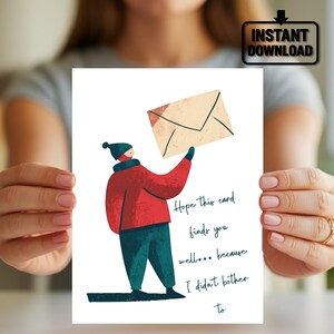 Tarjeta de felicitación divertida: espero que esta tarjeta te encuentre bien, papelería sarcástica, postal ingeniosa, regalo de humor, carta sarcástica, tarjeta de amistad peculiar