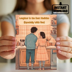 Leuke romantische kaart voor koppels – illustratie keukenliefde voor jubileum, alledaagse romantiek of gewoon omdat – gezellig leuk cadeau
