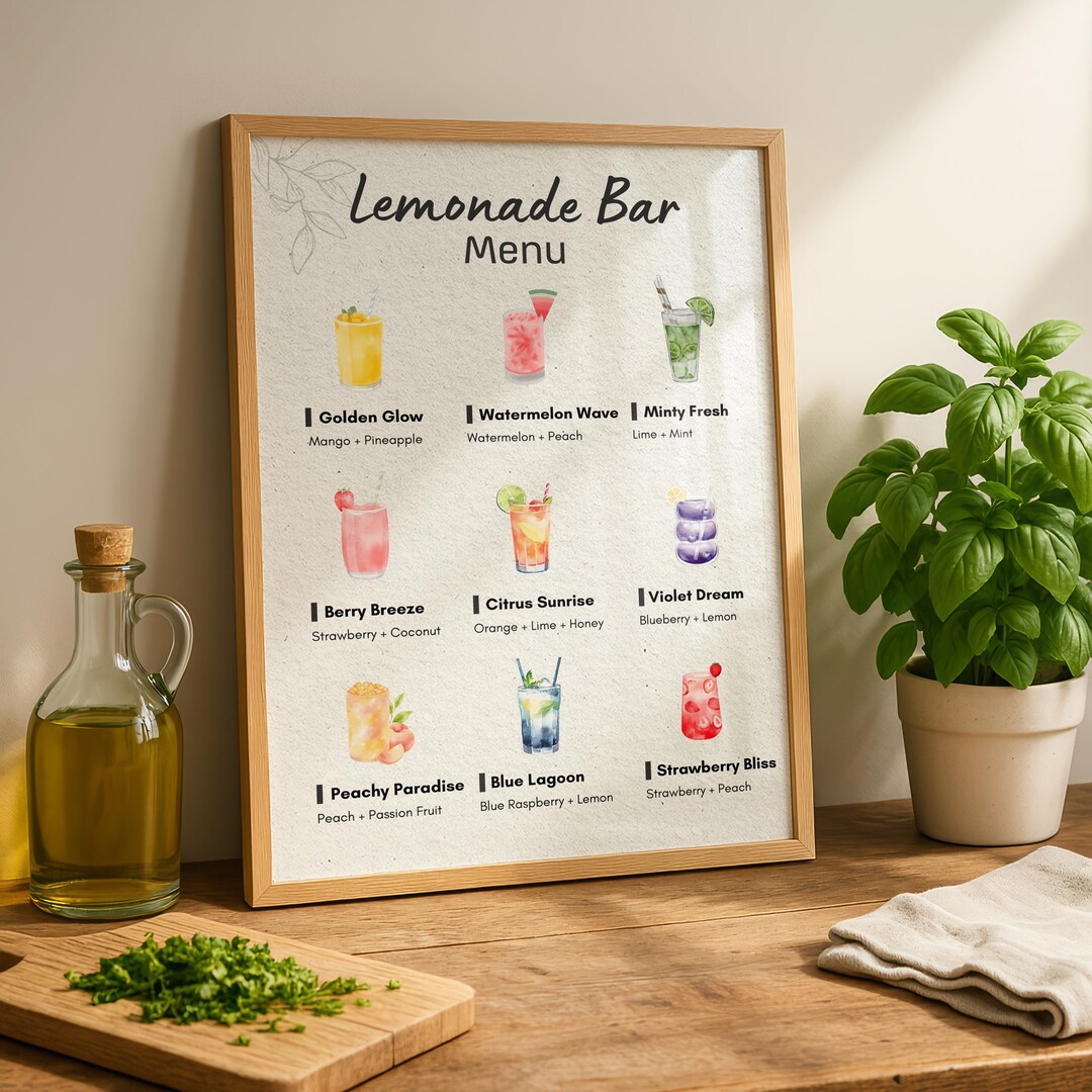 Graduation Mocktail Menu Sign: Printable Lemonade Bar Decor (digital ...