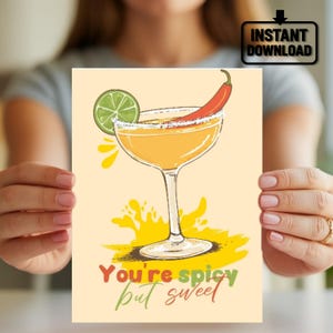 Cartão de felicitações Spicy Margarita – Cartão de amor engraçado para casais que são doces e picantes – Cartão de aniversário ou aniversário exclusivo