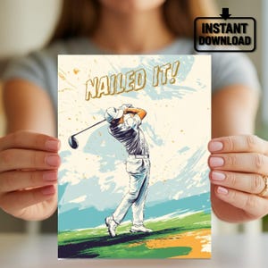 Tarjeta de felicitación "Golpeé el Golf" - Divertida tarjeta de golf - Tarjeta de celebración para golfistas - Regalo para amantes del golf - Tarjeta de cumpleaños con temática de golf - Humor deportivo