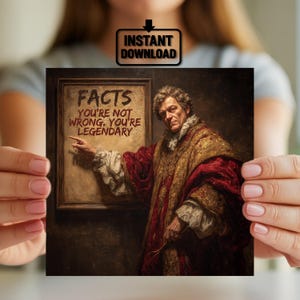 Divertente biglietto meme barocco per amici o colleghi – dipinto neoclassico con citazione "sei leggendario" – download digitale istantaneo