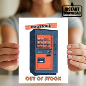 Cartão de apoio emocional engraçado, cartão de felicitações de máquina de venda automática vintage, cartão de saúde mental exclusivo, cartão de amizade sarcástico, presente para amigo