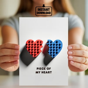 Biglietto d'auguri Lego con cuore spezzato – "Un pezzo del mio cuore" - Download digitale JPEG, divertente stampabile per lui o per lei per una rottura o un amore perduto
