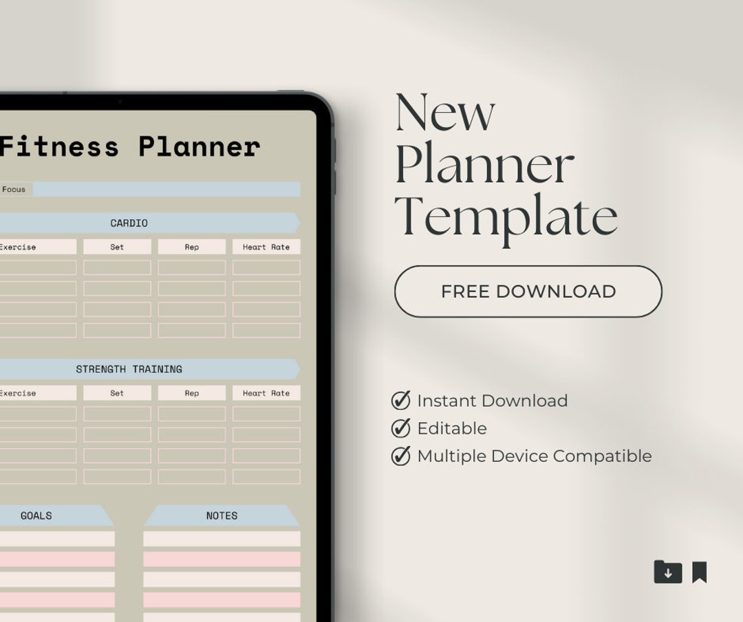 Printable Fitness Planner Digital Workout Planner, Printable Weight ...