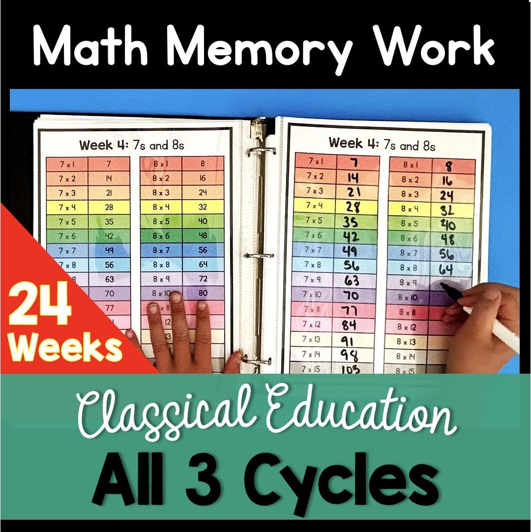 Classical Education Math Memory Work Cycle 1 Foundations Worksheets ...