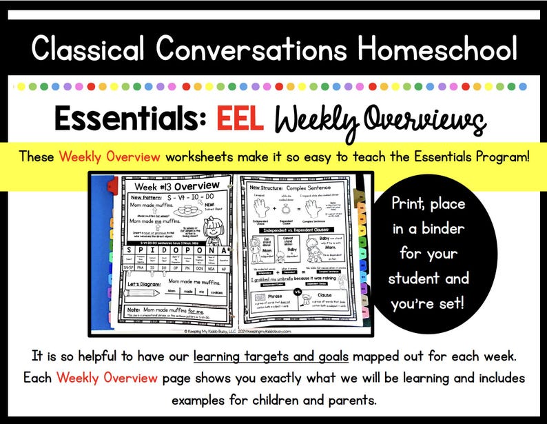 24 weeks of printables to make homeschooling CC Essentials easy for parents and fun for students.