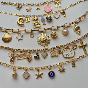 Custom Charm Bracelet for Women,Vintage Chunky Bracelet,Build Your Own Charm Bracelet,Pick Your Charms,Charm Jewelry,Unique Birthday Gift