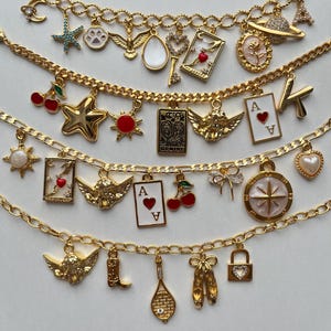 Build Your Own Custom Charm Necklaces for Women,Pick Your Charms,Vintage Chunky Necklace,Gold Charm Necklace,Personalized Birthday Gifts