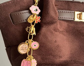 Personalized Gold Plated Bag Charm Keychain: Build Your Own Gift