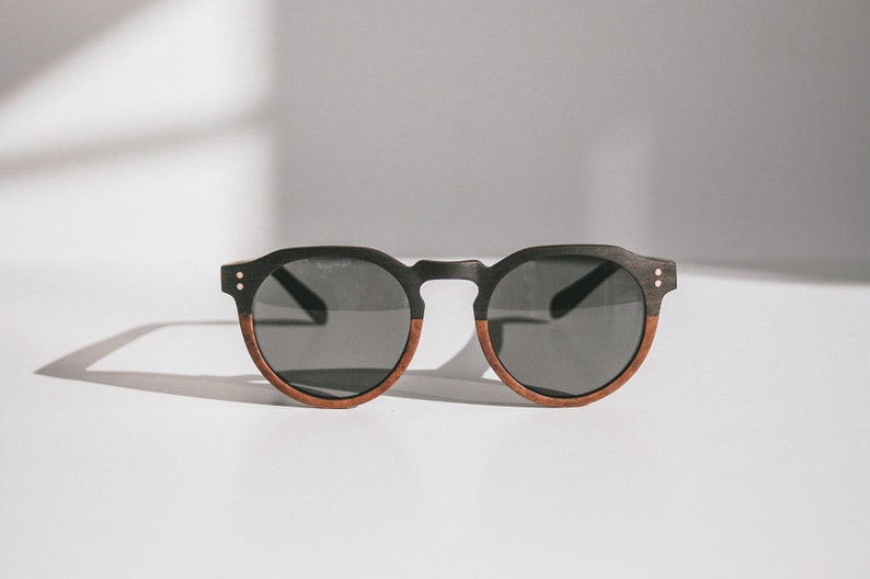 Walnut and Rosewood Wood, Round Style, Wood Sunglasses, by Wear Walters