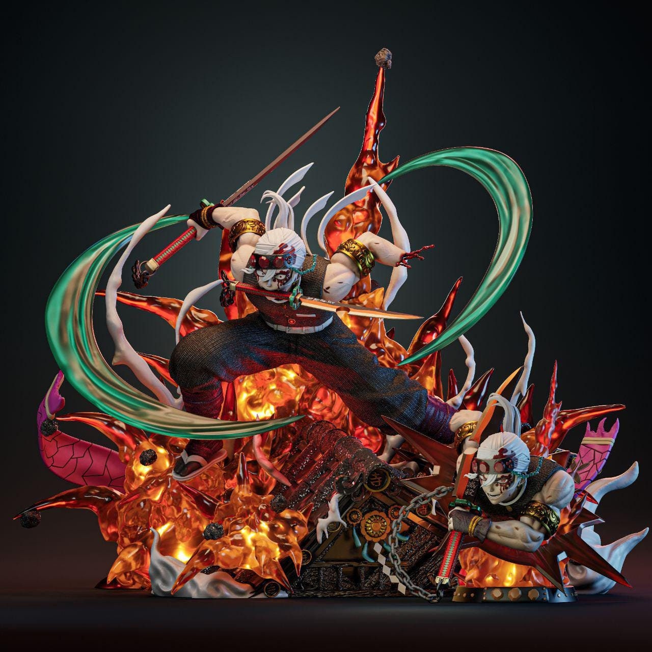Limited Edition Demon Slayer Tengen uzui FAN ART FIGURE | 3D Printed | Handmade Gift | Resin Figure | Hand Painted |Garage Kit