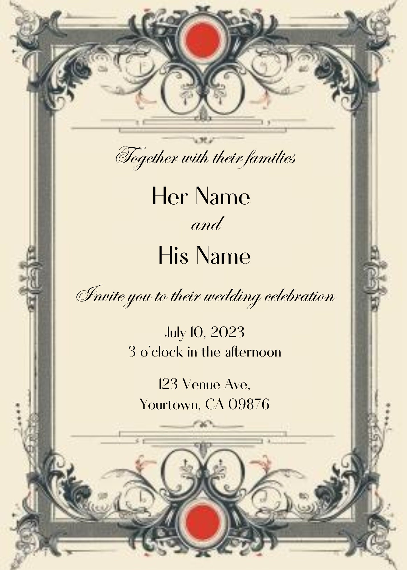Gothic Wedding Template, Editable Wedding Template, Printable Save the ...