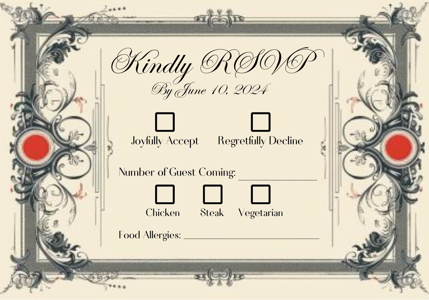 Gothic Wedding Template, Editable Wedding Template, Printable Save the ...